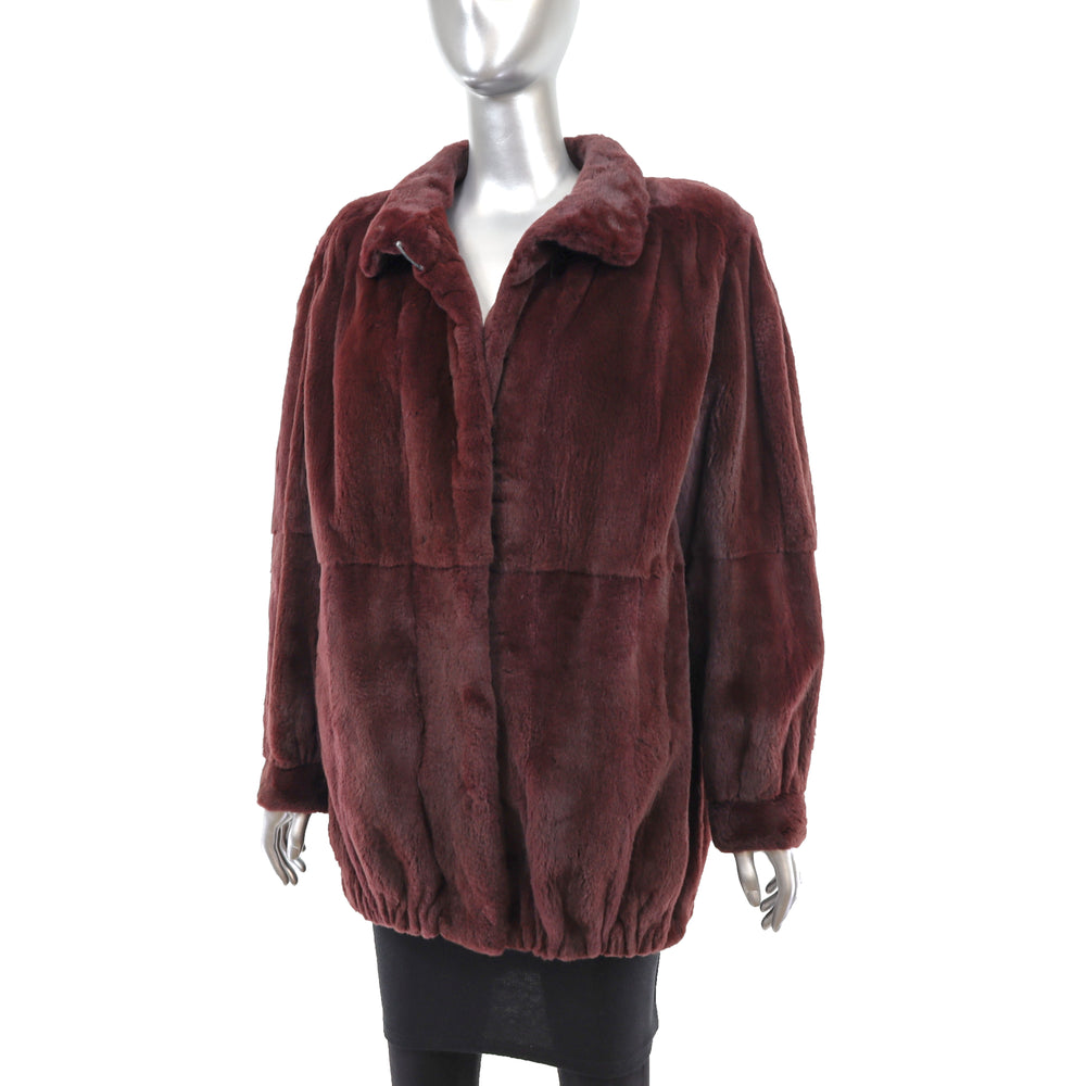 Burgundy Sheared Mink Jacket- Size L