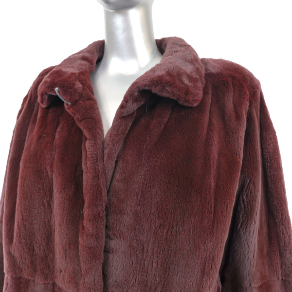 Burgundy Sheared Mink Jacket- Size L