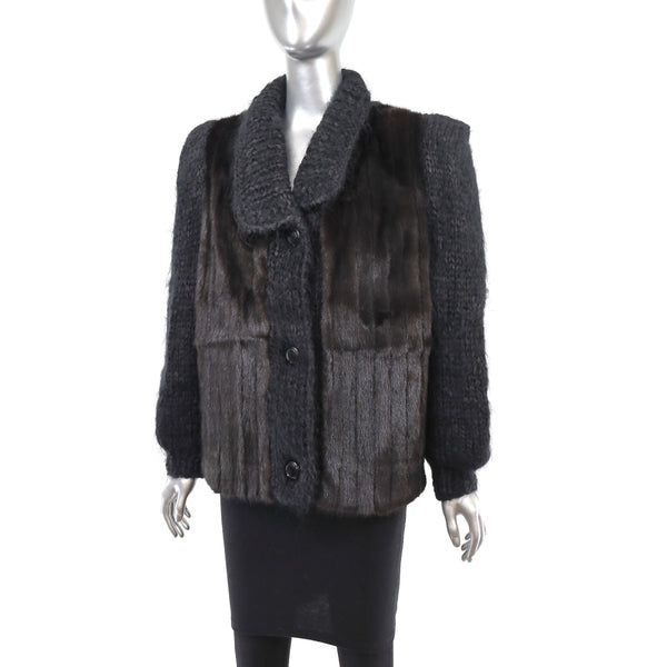 Mahogany Mink Jacket with Knitted Sleeves- Size M