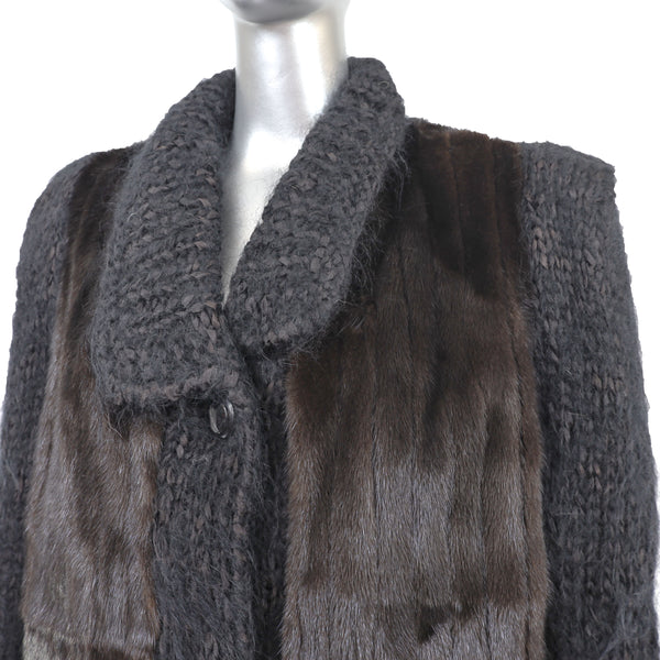 Mahogany Mink Jacket with Knitted Sleeves- Size M
