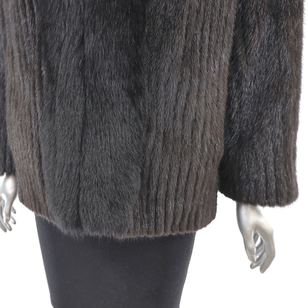 Dark Mahogany Mink Corded Jacket with Fox Tuxedo- Size S