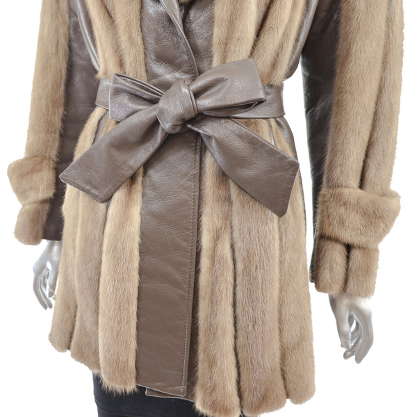 Autumn Haze Mink Jacket with Leather Insert- Size M