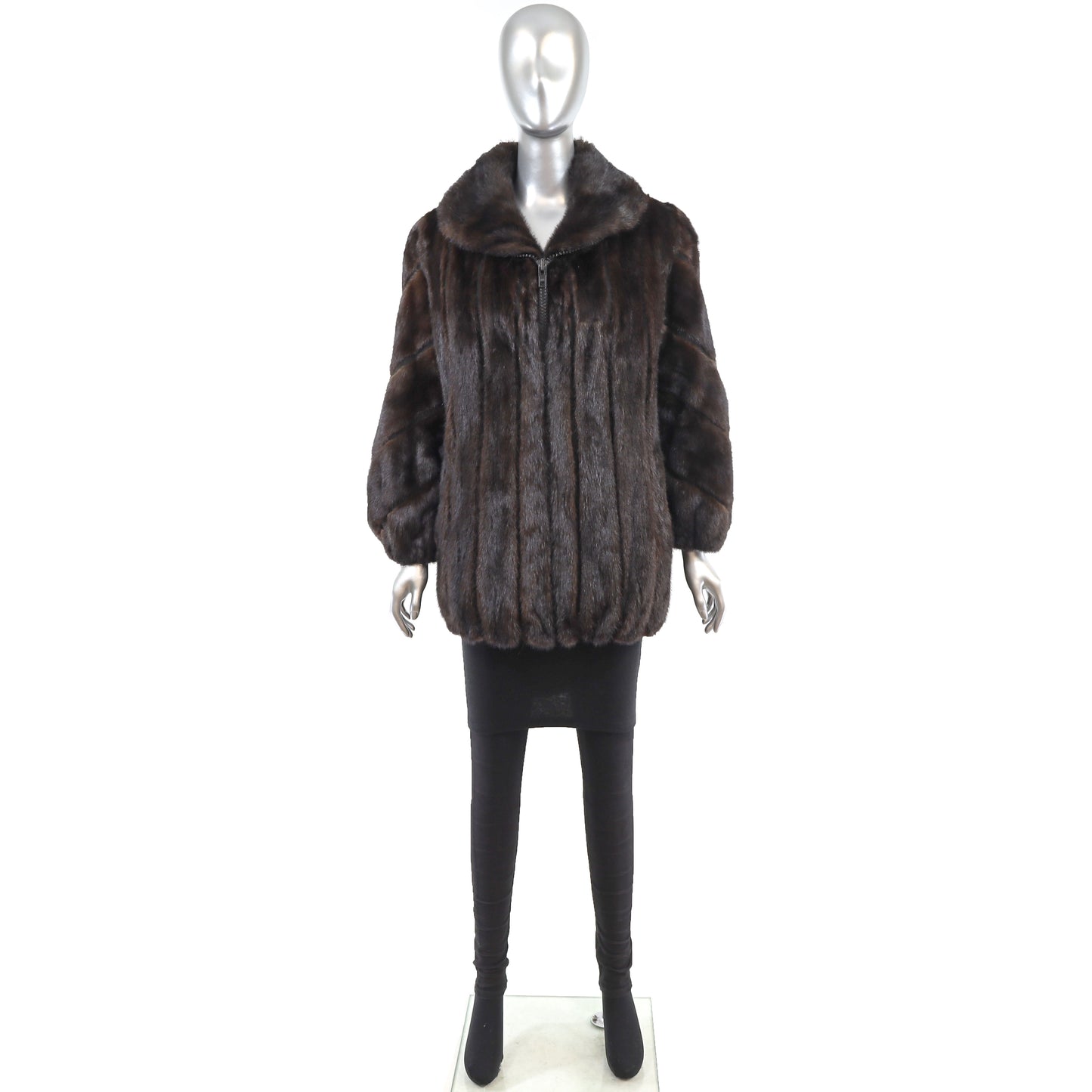 Mahogany Mink Jacket with Suede Insert- Size M