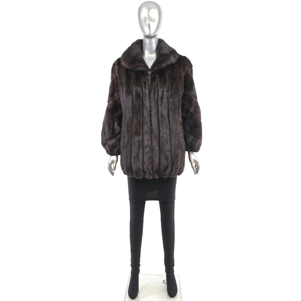 Mahogany Mink Jacket with Suede Insert- Size M