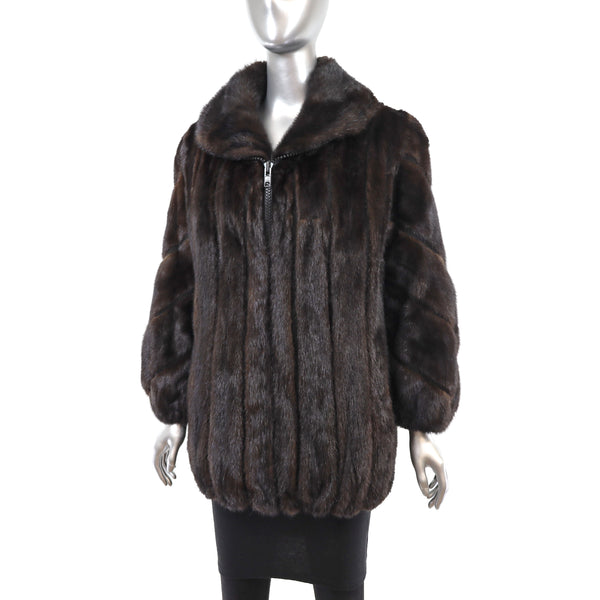 Mahogany Mink Jacket with Suede Insert- Size M