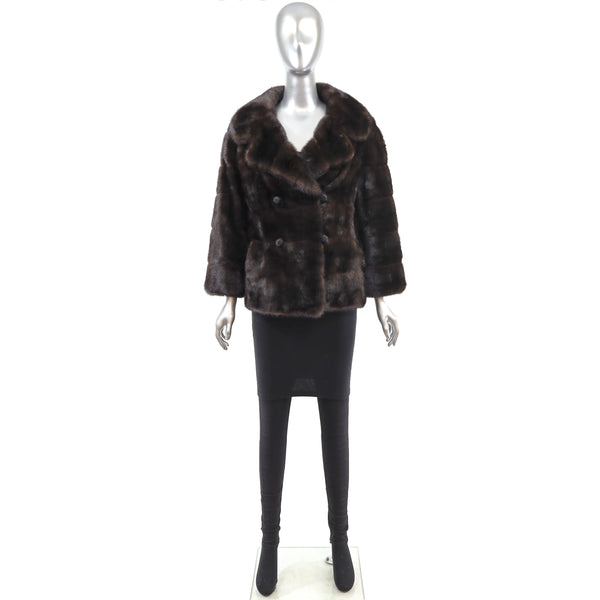 Mahogany Horizontal Mink Jacket- Size S