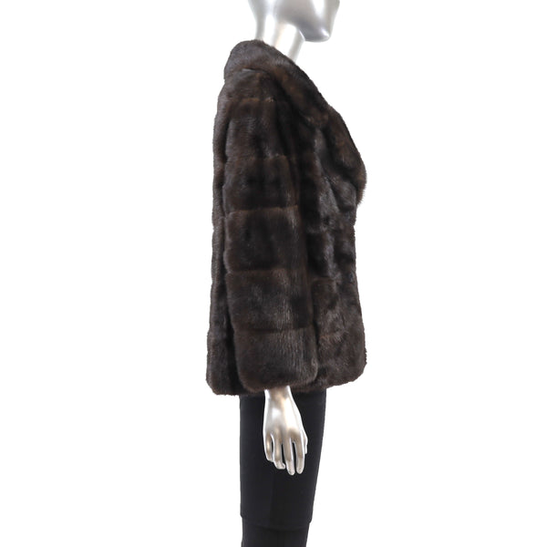 Mahogany Horizontal Mink Jacket- Size S