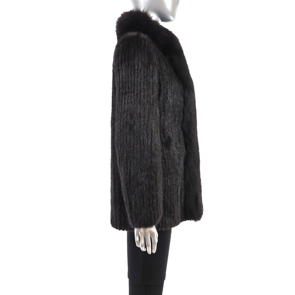 Ranch Corded Mink Jacket with Fox Tuxedo- Size S