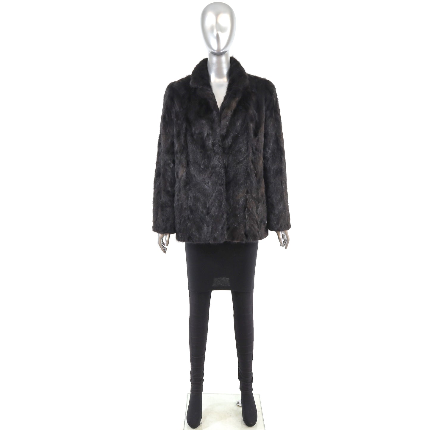 Dark Mahogany Section Mink Jacket- Size M