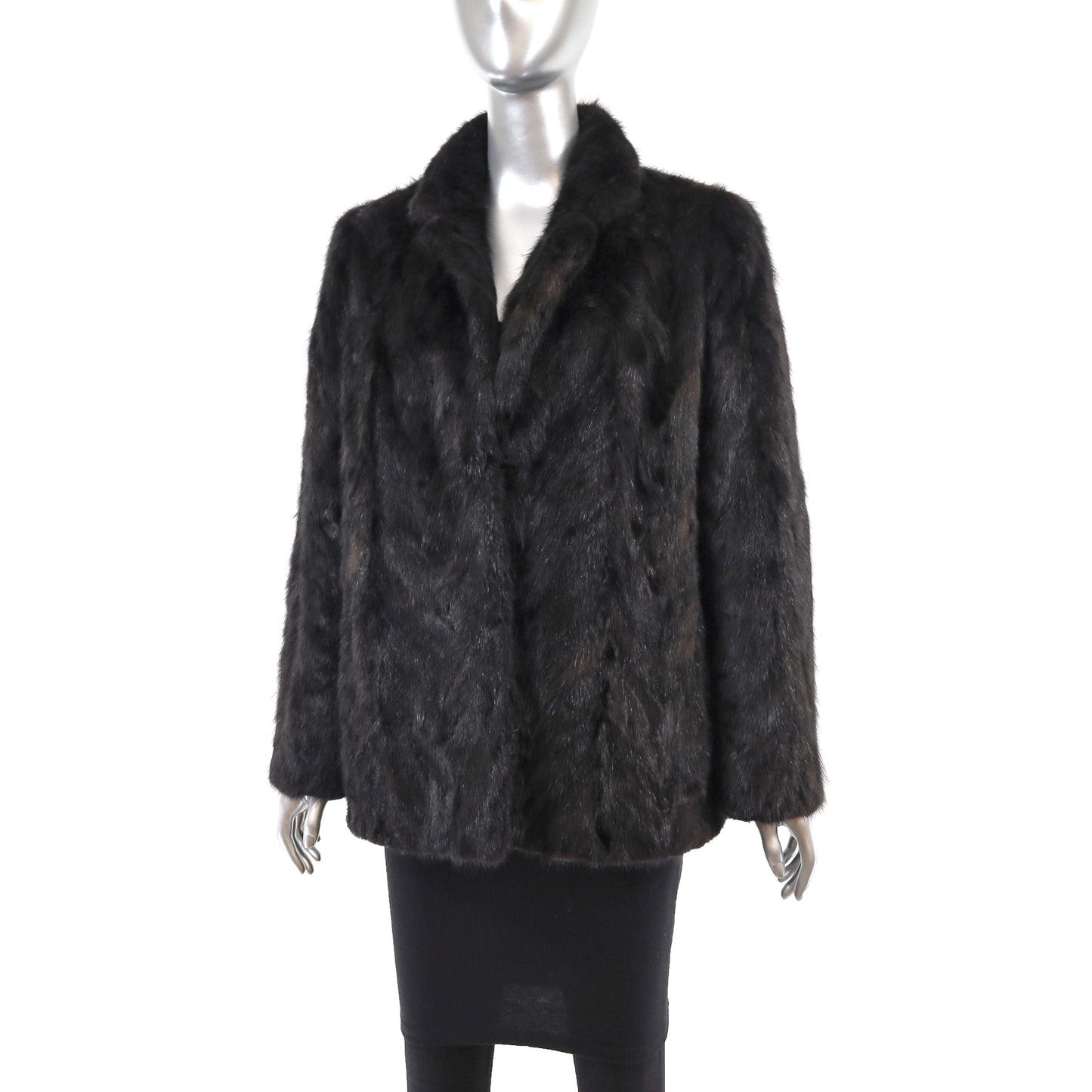 Dark Mahogany Section Mink Jacket- Size M