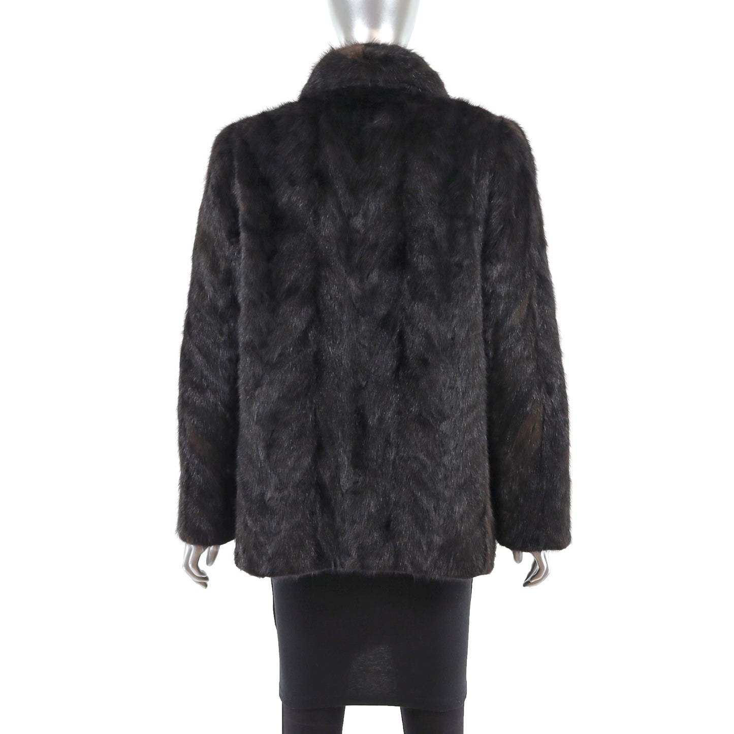 Dark Mahogany Section Mink Jacket- Size M