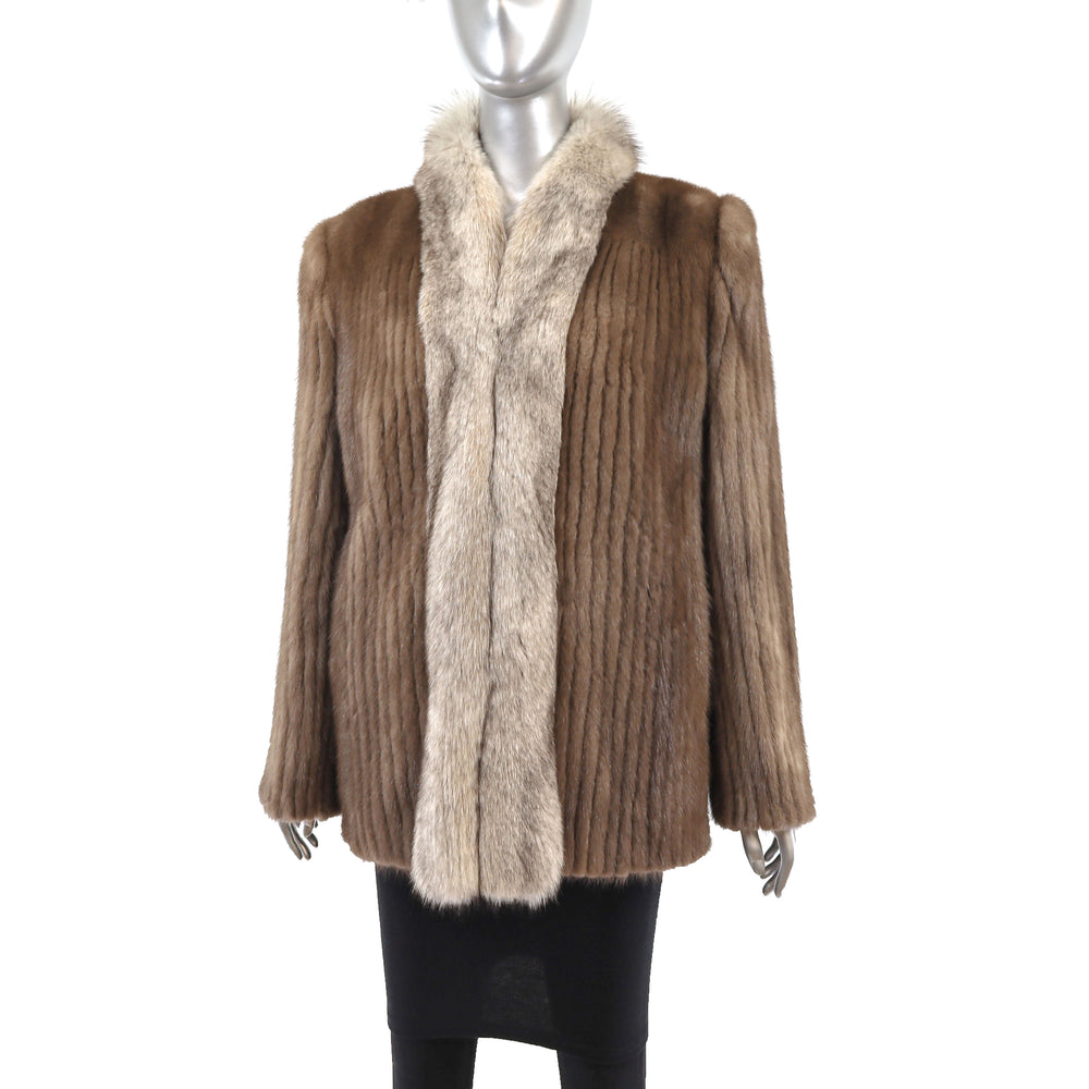 Lunaraine Corded Mink Jacket with Fox Tuxedo- Size M