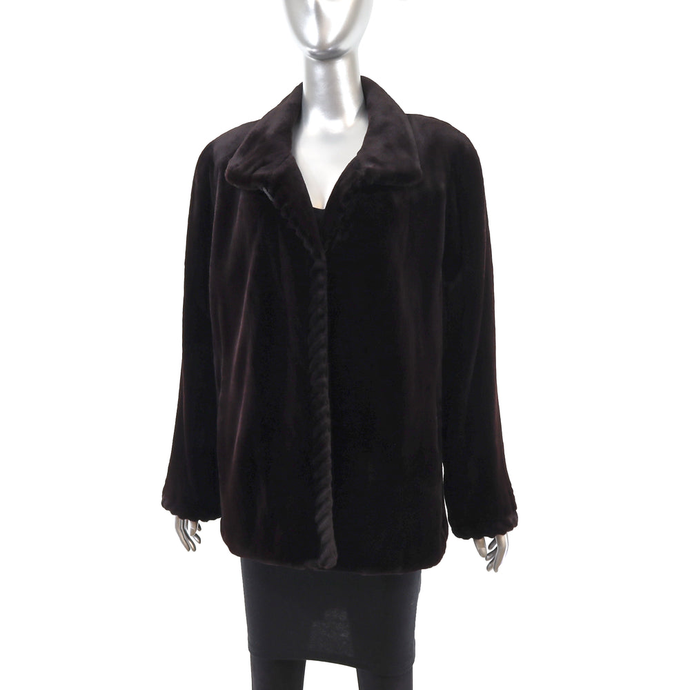 Dyed Black Cherry Sheared Mink Jacket- Size XL