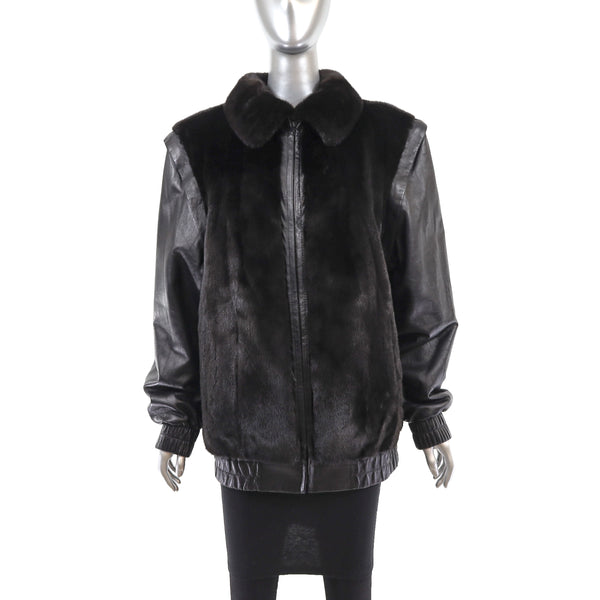 Ranch Mink Jacket with Detachable Leather Sleeves- Size S