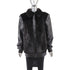 Ranch Mink Jacket with Detachable Leather Sleeves- Size S