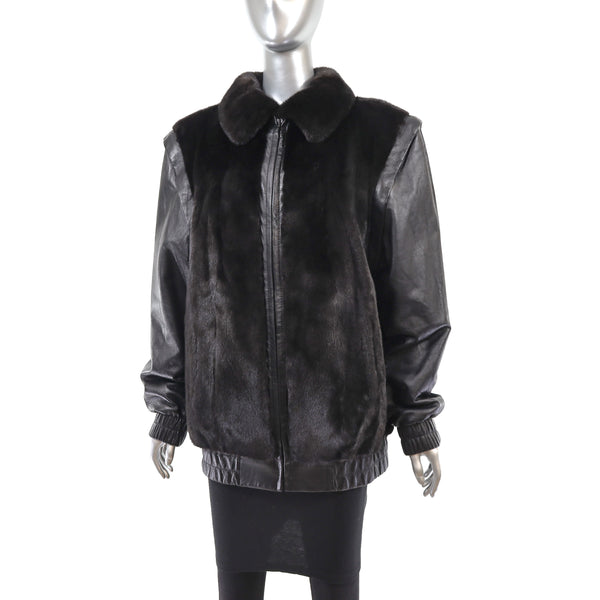 Ranch Mink Jacket with Detachable Leather Sleeves- Size S