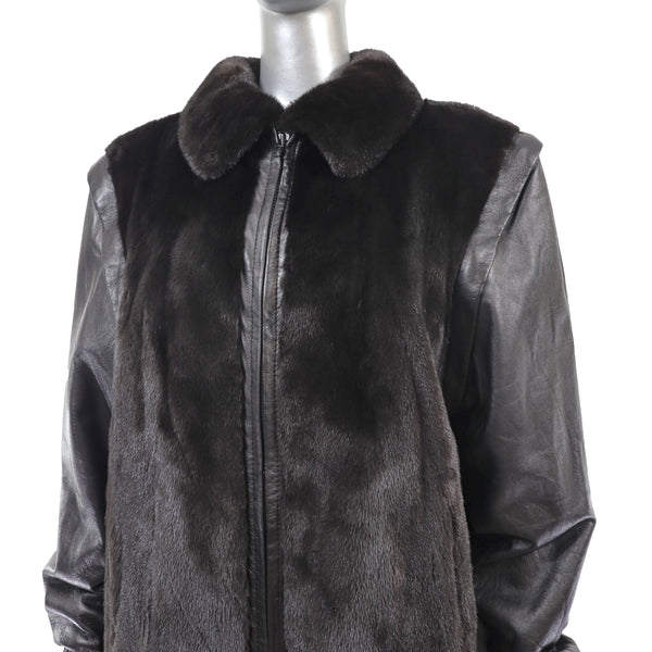 Ranch Mink Jacket with Detachable Leather Sleeves- Size S