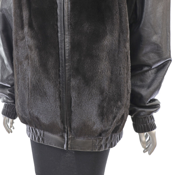 Ranch Mink Jacket with Detachable Leather Sleeves- Size S