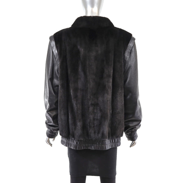 Ranch Mink Jacket with Detachable Leather Sleeves- Size S