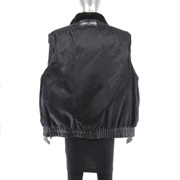 Ranch Mink Jacket with Detachable Leather Sleeves- Size S