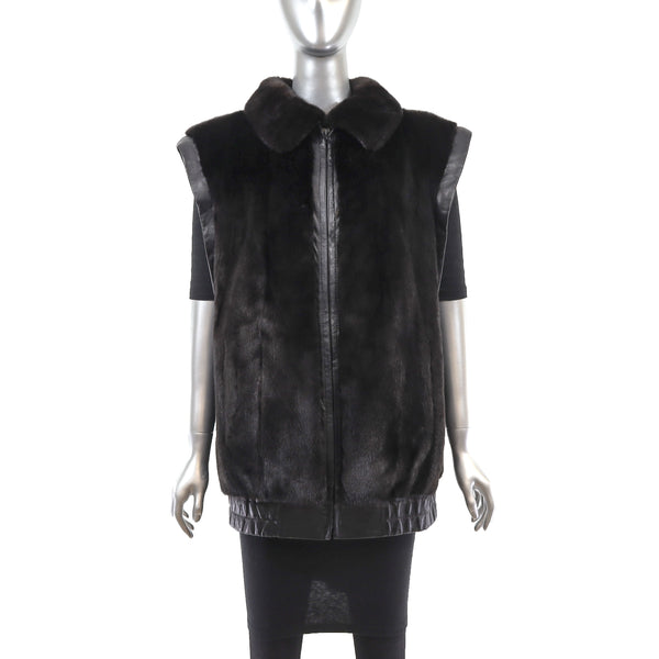 Ranch Mink Jacket with Detachable Leather Sleeves- Size S