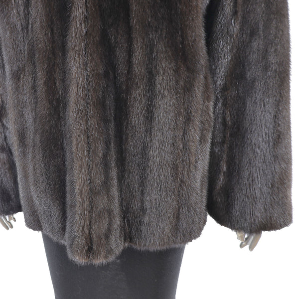 Hooded Mahogany Mink Jacket- Size M
