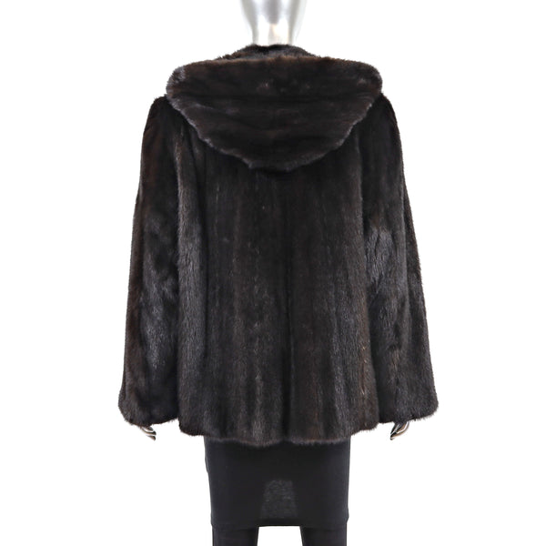 Hooded Mahogany Mink Jacket- Size M