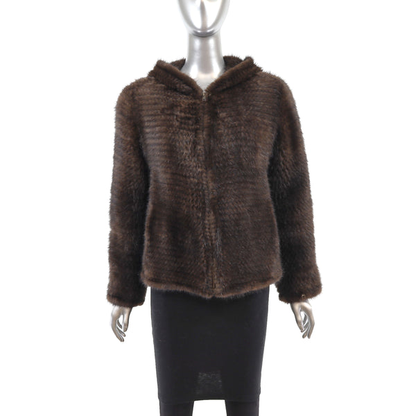 Knitted Mink Jacket with Hood- Size S