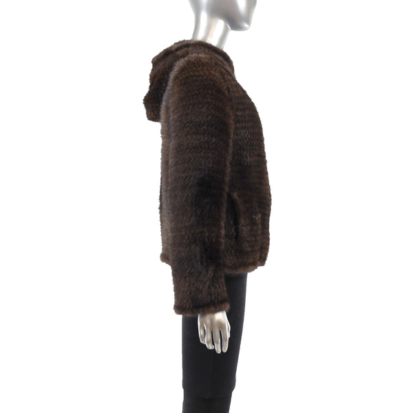Knitted Mink Jacket with Hood- Size S
