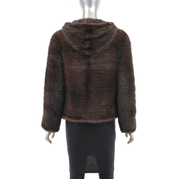 Knitted Mink Jacket with Hood- Size S