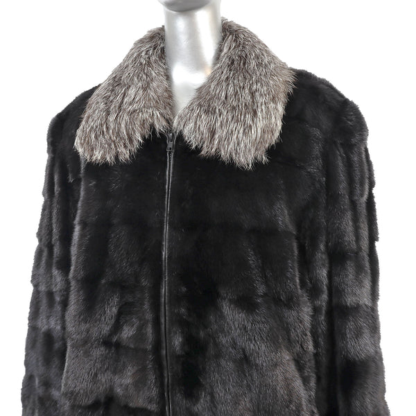 Men's Ranch Mink Jacket with Silver Fox Collar- Size XL
