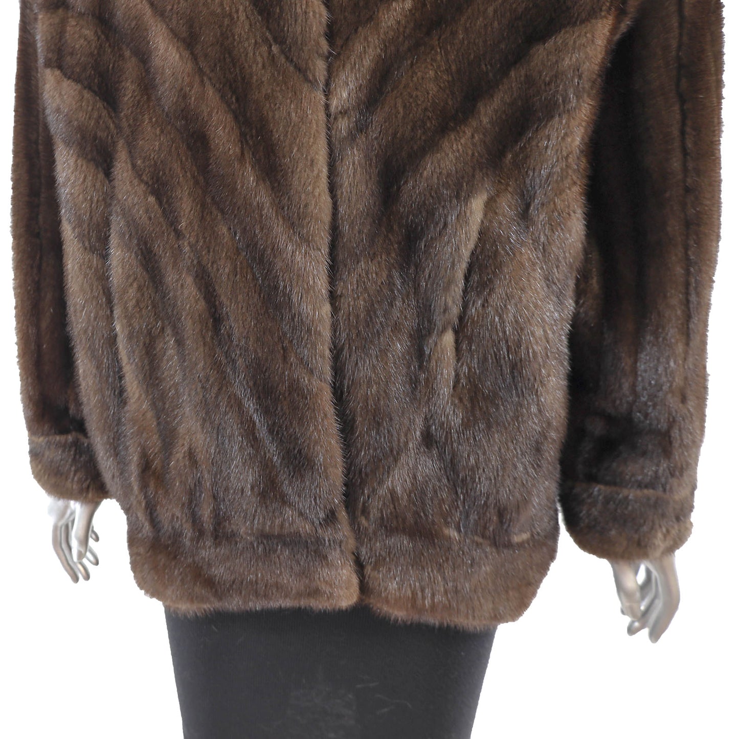 Brown Directional Mink Jacket- Size M