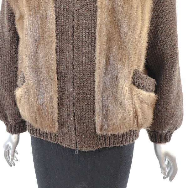 Autumn Haze Mink Jacket with Knitted Sleeves- Size S