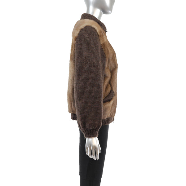 Autumn Haze Mink Jacket with Knitted Sleeves- Size S
