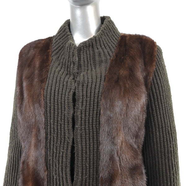 Mink Jacket with Knitted Sleeves- Size S