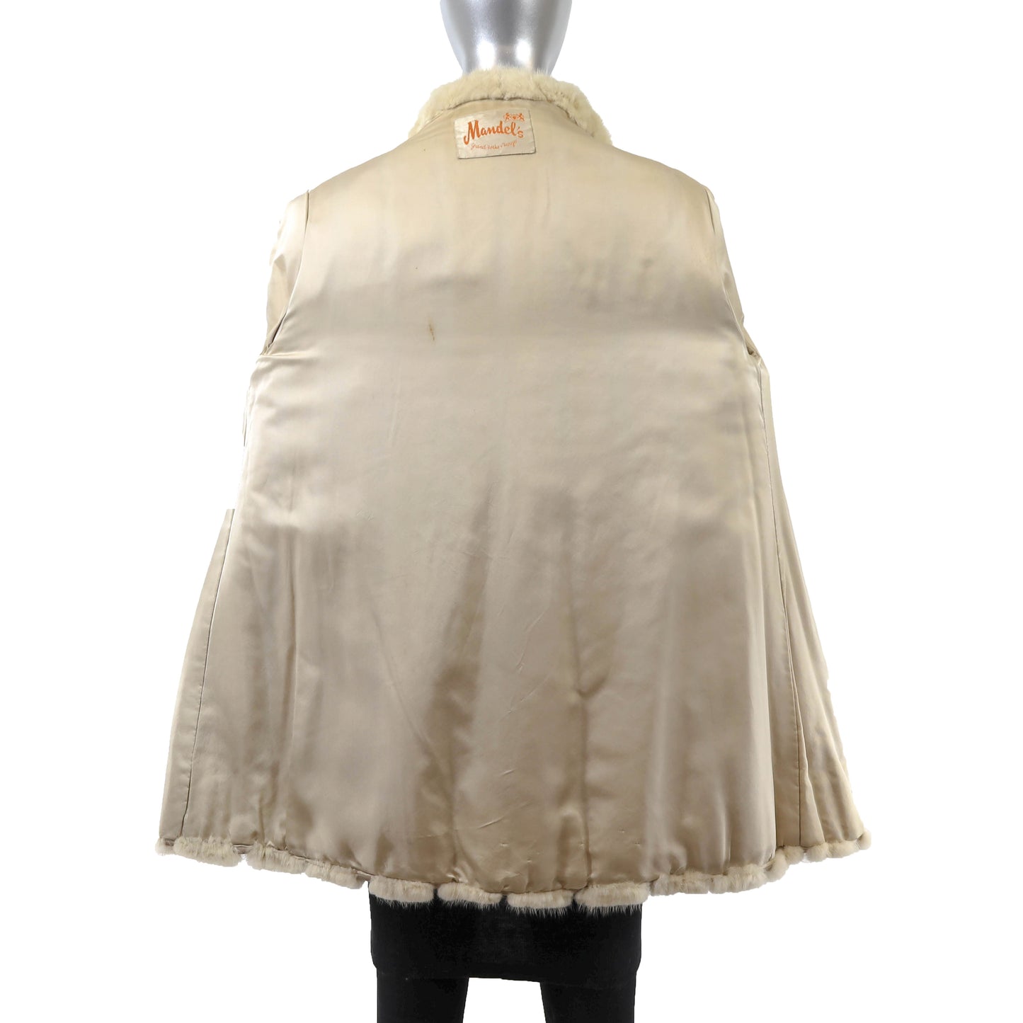 Beige Mink Jacket with Leather Insert- Size M