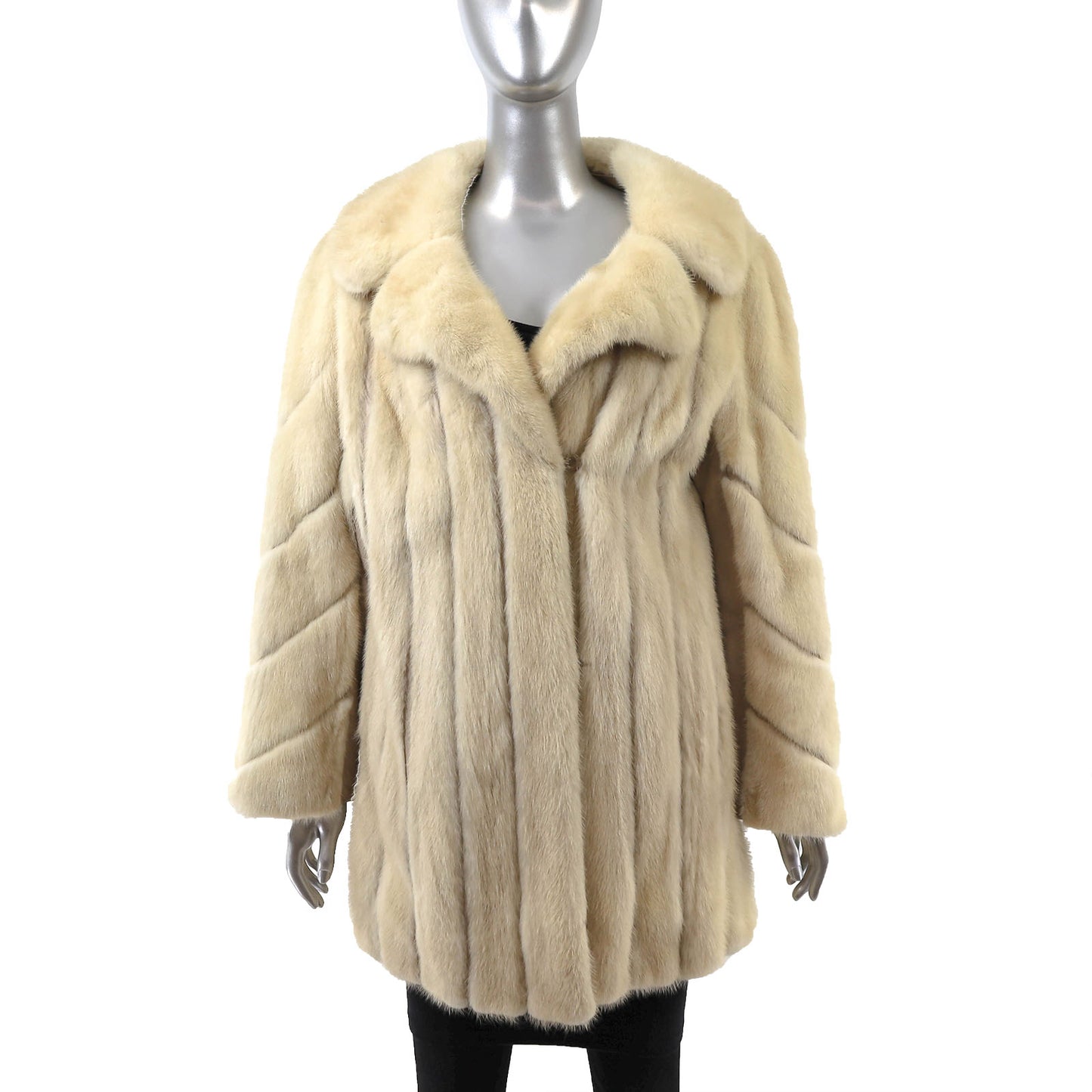 Beige Mink Jacket with Leather Insert- Size M