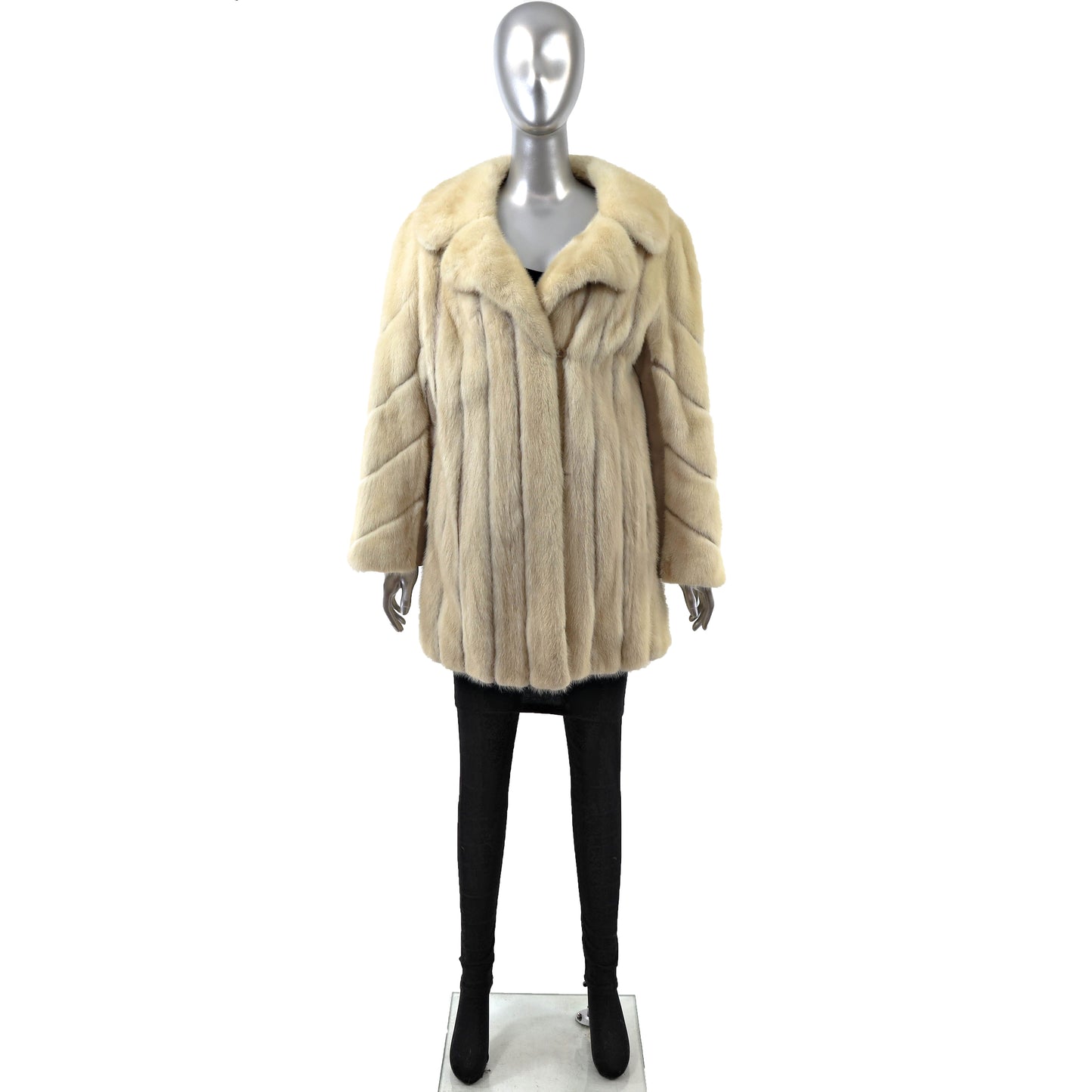 Beige Mink Jacket with Leather Insert- Size M