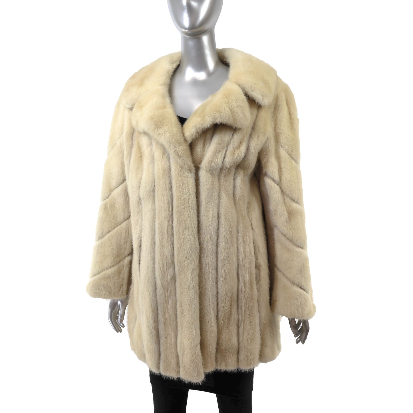 Beige Mink Jacket with Leather Insert- Size M