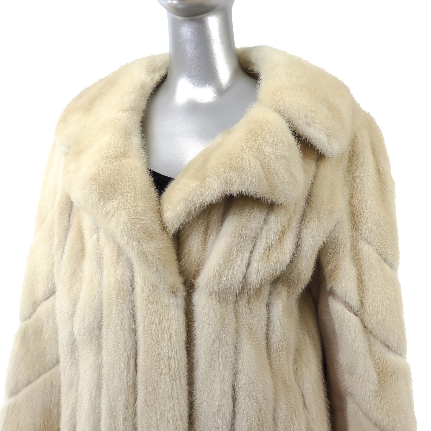 Beige Mink Jacket with Leather Insert- Size M
