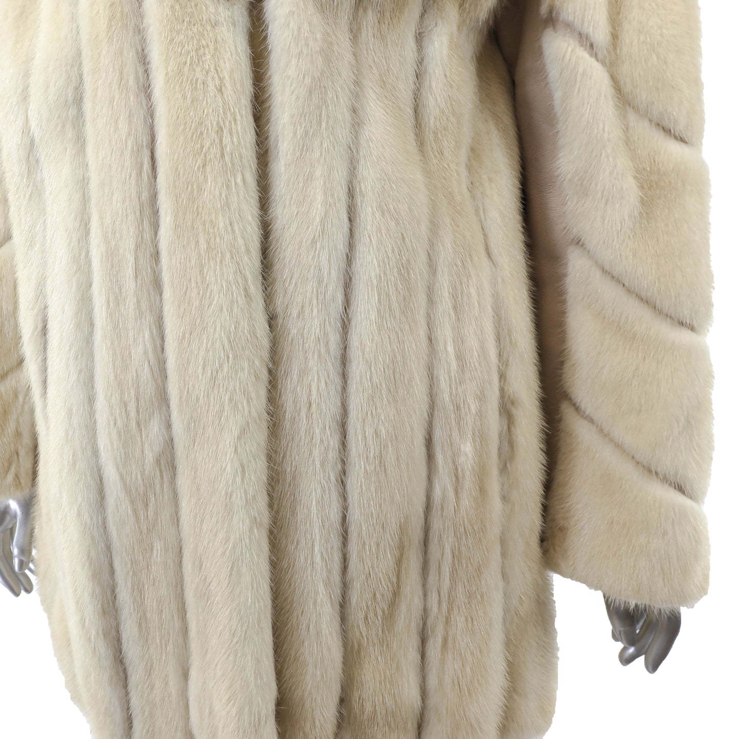 Beige Mink Jacket with Leather Insert- Size M