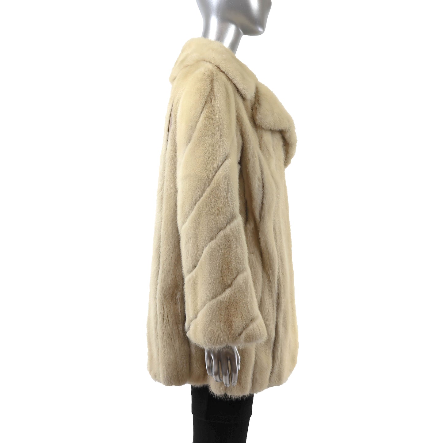 Beige Mink Jacket with Leather Insert- Size M
