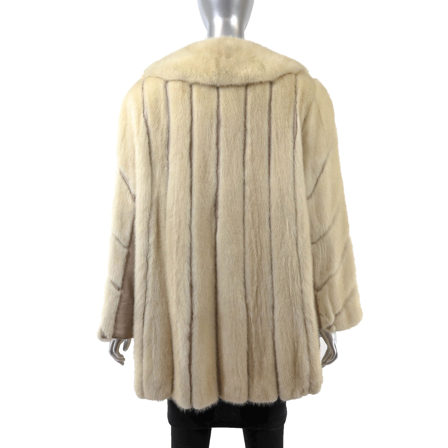 Beige Mink Jacket with Leather Insert- Size M