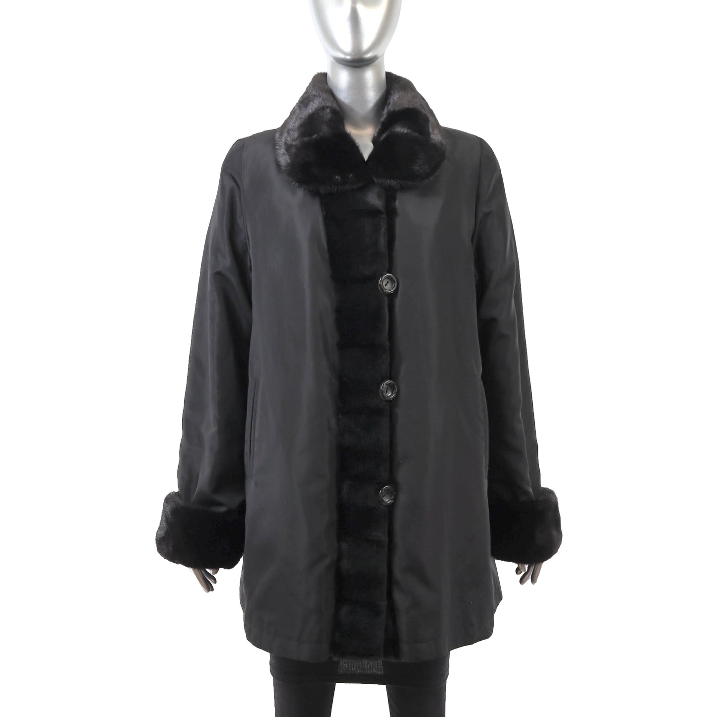 Black Sheared Reversible Mink Jacket- Size M
