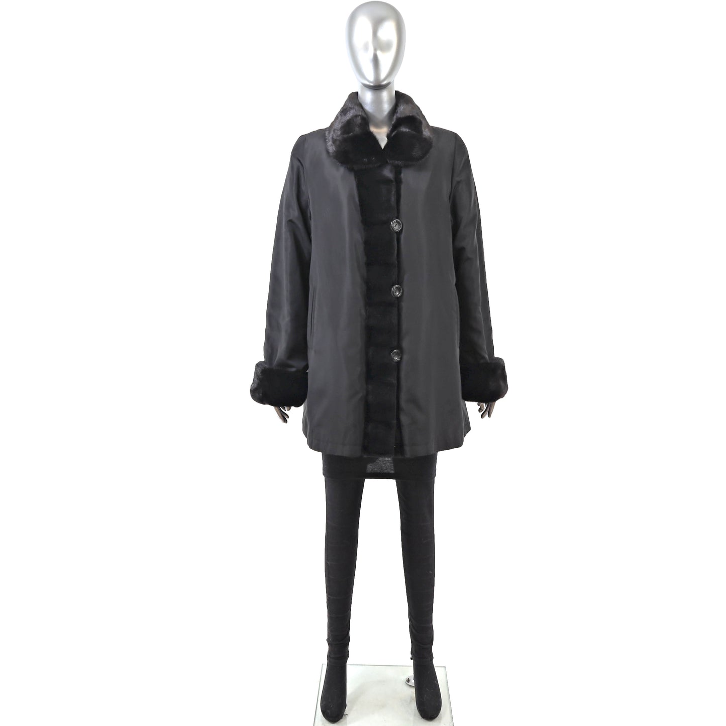 Black Sheared Reversible Mink Jacket- Size M