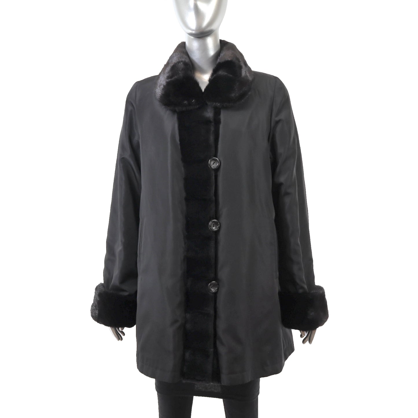 Black Sheared Reversible Mink Jacket- Size M