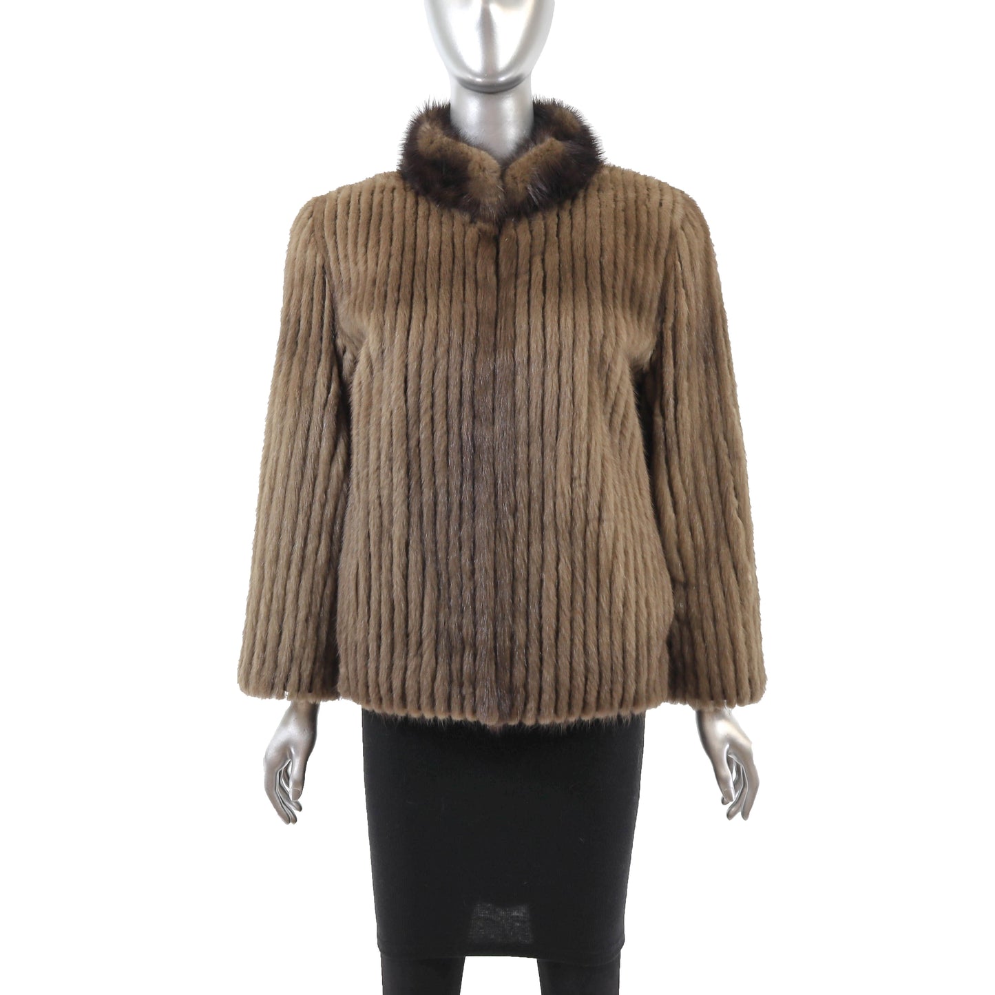 Light Brown Corded Mink Jacket- Size M