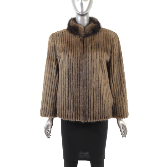 Light Brown Corded Mink Jacket- Size M