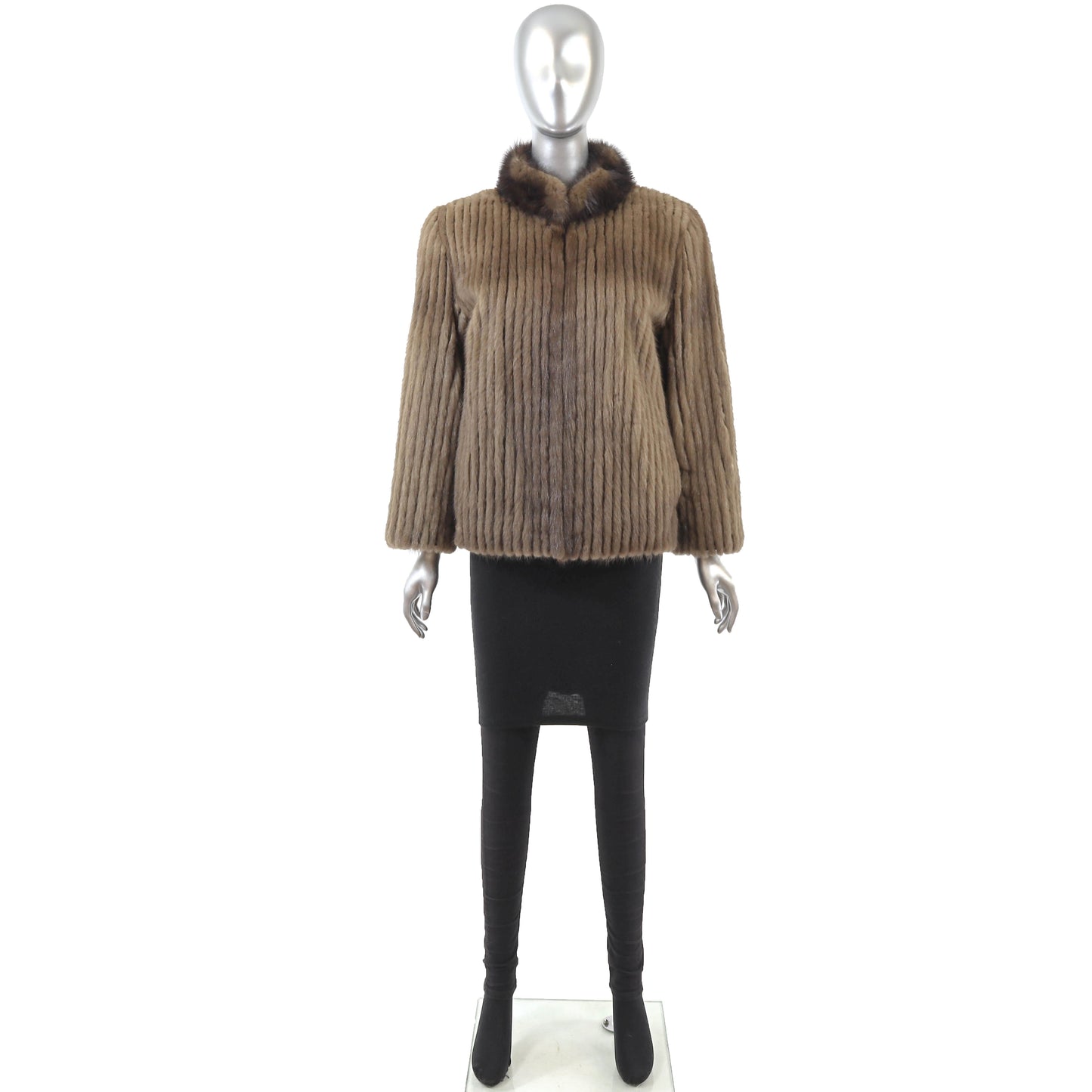 Light Brown Corded Mink Jacket- Size M