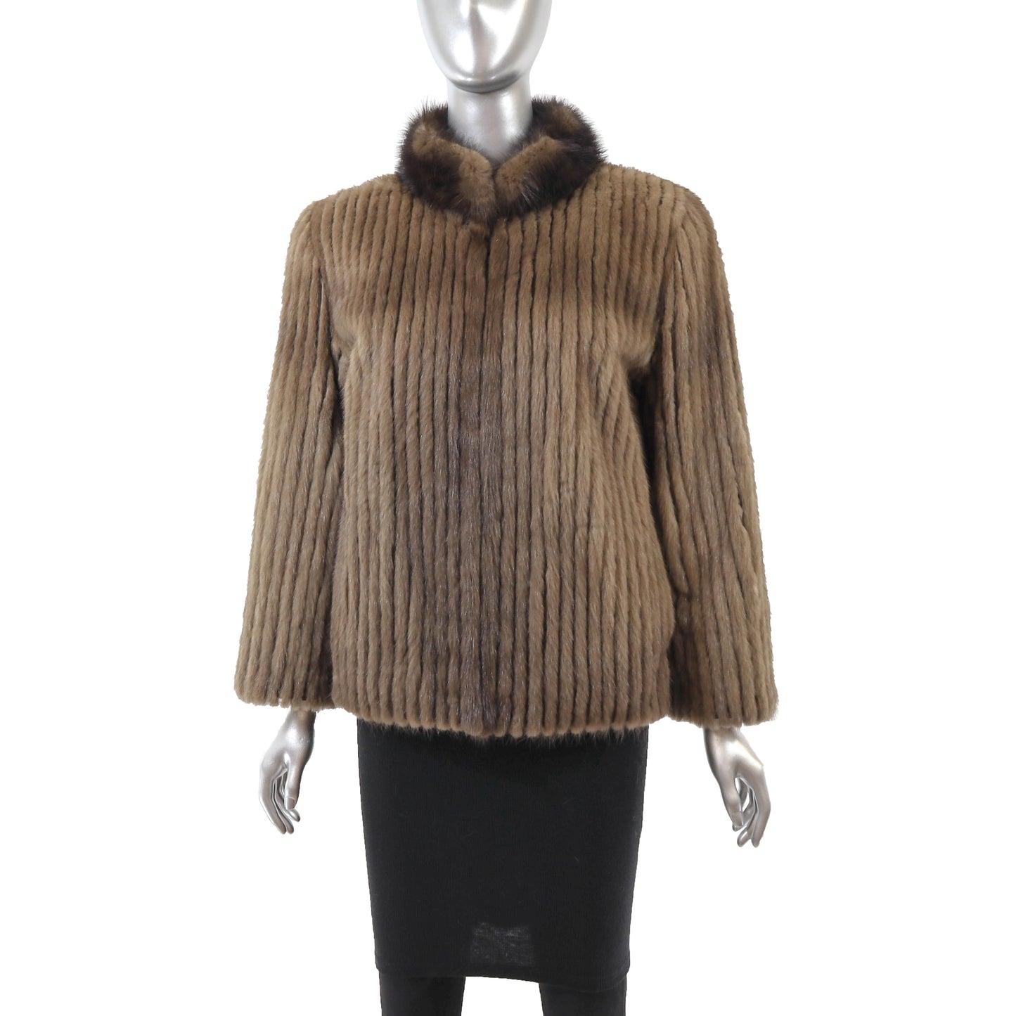 Light Brown Corded Mink Jacket- Size M